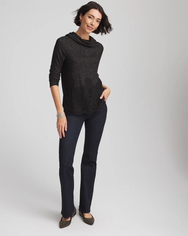 Lace Hem Cowlneck Top - image 2